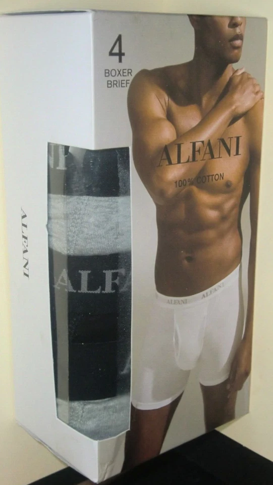 Alfani Men's 4 Pack Boxer Briefs Underwear Regular TAGLESS Wicking Gray Black XL