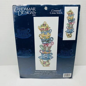Candamar Designs Vintage Tea Cup Stack Counted Cross Stitch Kit 50804 NEW - Picture 1 of 5