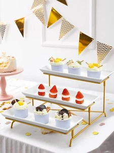 3-Tier Dinner Plate Set14-Inch Porcelain Tiered Dinner Plate with Folding Stand - Picture 1 of 6