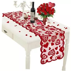 Valentinstag Deko Tischläufer - 13 x 72 cm Rot Spitze Tischläufer für - Bild 1 von 8