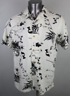 Mens Across The Pond Shirt Short Sleeve Button Front Floral Size L Viscose White