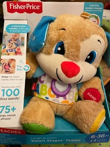 Fisher-Price Plush Puppy Baby Toy w/Smart Stages Learning Content and Lights NEW - Picture 1 of 3