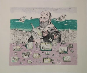 Lithography lithographie Litografia POSSENTI Antonio 50/60 Navi in bottiglia - Bild 1 von 4