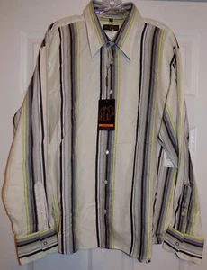 NWT Ben Sherman SOHO slim men's XXL 2XL striped cotton button front dress shirt - Picture 1 of 3