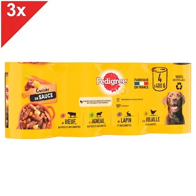 PEDIGREE 12 Boîtes En Sauce 4 Variétés Pâtée Pour Chien 400g (3x4) • 20.99€