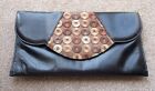 Renata - Made in Italy Black and Brown Leather Vintage Clutchbag 28cm long x15.5