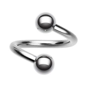 (2 pieces) 16g Twist Curved Barbell Surgical Steel (2mm balls, 8mm diameter) - Picture 1 of 4