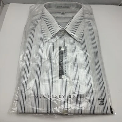 Geoffrey Beene Mens L Long Sleeve Button Down Wrinkle Free Striped 16 1/2 34/35 - Image 1 of 4