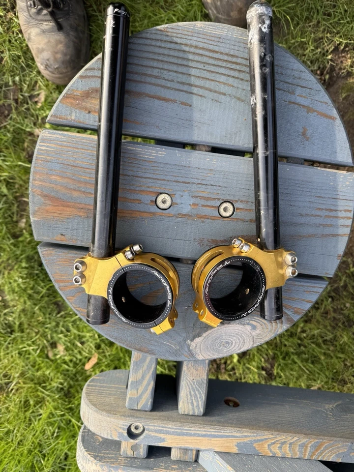 Motorcycle Clip On Bars 45mm Fork Gold Universal Aluminium Pair With Bar Ends - Image 1 of 4