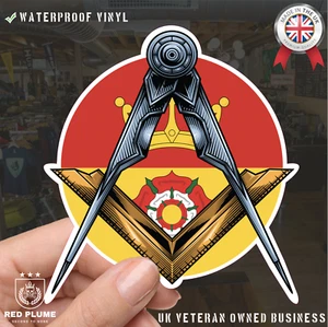 Round Hampshire Masonic Sticker Square & Compass Union Vinyl Decal - Picture 1 of 10