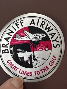 Vintage 1950's Braniff Airways Airline Baggage Luggage Label Decal Sticker - Picture 1 of 3