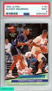 1992 ULTRA ALONZO MOURNING #193 ROOKIE RC CHARLOTTE HORNETS HOF PSA 9 MINT - Picture 1 of 3