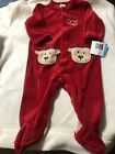 Baby Infant Nwt 6 Mo First Christmas Red Creeper Snap Front Velvet Reindeer