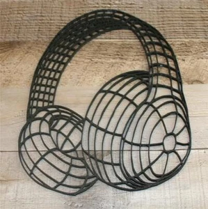 Headphones Geometric 2D Wall Decor 3D Printed Wall Art Minimalist Line Art Black - Picture 1 of 7