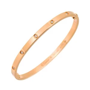 Cartier Love Bracelet SM Full Diamond Bangle 18K Pink Gold 750 Size16 90263236 - Picture 1 of 11