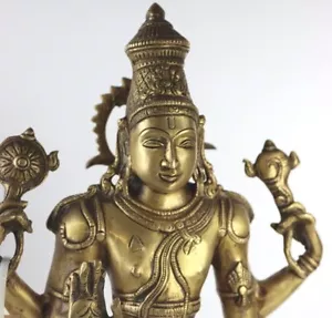 South India Vishnu Brass Metal Chola Style Large Antique Statue Indian Hindu gyu - Picture 1 of 13