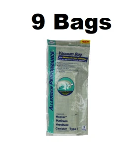 9 DVC Type I HEPA Allergen Bags for Hoover AH10005 Platinum Canister Vacuum - Picture 1 of 2