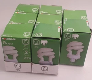 4 x CFL 2 Pin Spiral 9 Watts G24d-1 PLC 2P Bulb Warm White 3000K Lamp Lighting - Picture 1 of 1