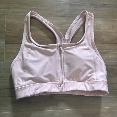Jockey Women's Mid Impact Zip Front Sports Bra Size L Pink Padded Nice - Image 1 of 4