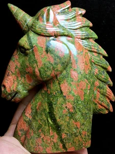614g Covered Unicorn Horse Red Pink Ruby in Green Epidote Crystal HEALING #165 - Picture 1 of 10