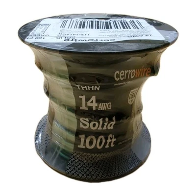 Cerrowire 100 FT 14 Gauge THHN Green Solid Copper Wire - Image 1 of 2