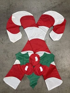 Vintage Christmas Candy Cane & Mistletoe Yard Garden Holiday Flag Banner Rare - Picture 1 of 4