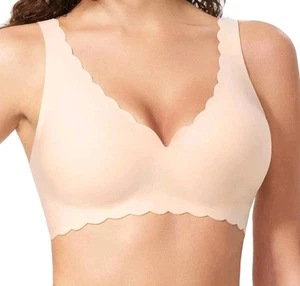 Deep V Wireless Bras for Women No Underwire Seamless Bralettes for Women with Su - Picture 1 of 4