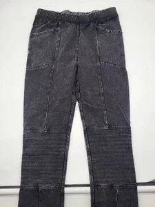 Nordstrom Tucker+Tate Girls Leggings Moto Black Wash SZ 8 Pull On elastic - Picture 1 of 11