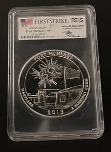 2013 Fort McHenry NP 5oz First Strike MS69 Mercanti Signed - Picture 1 of 2