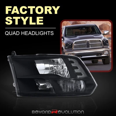 For 2010-2018 Dodge Ram 1500-3500 Black Clear Headlights Quad Lamps Left + Right Foto 1 de 4
