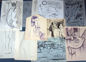 Jerzy Faczyński (1917-1994) 10 x disegni su carta. Astratto, paesaggi ecc.. - Foto 1 di 3