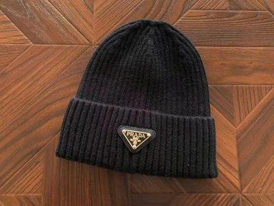  NUEVO PRADA Milano Gorro Tejido Sombrero Talla Única Negro Lana Unisex Foto 1 de 3