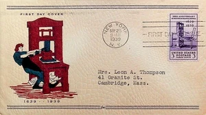 FDC #857-11, 8/25/1939, NEW YORK, FIDELITY CACHET - Picture 1 of 2