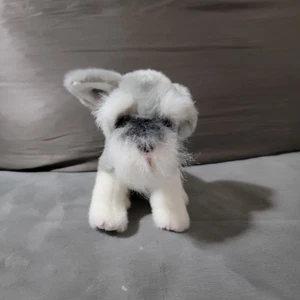 Demdaco Nat Jules Gray White Schnauzer Dog Plush Sitting Play Pretend Realistic - Picture 1 of 9