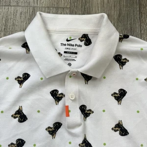 The Nike Polo DRI Calce Ajustado Para Hombre Talla Pequeña Blanco Estampado de Perro Doberman - Imagen 1 de 9