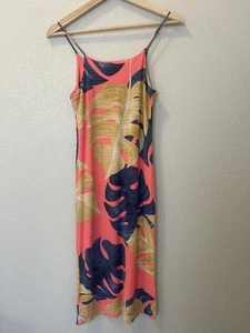 Vestido sin Mangas Farm Rio Cami Talla Pequeña Palma Tropical Hawaiano Midi Elástico - Imagen 1 de 6