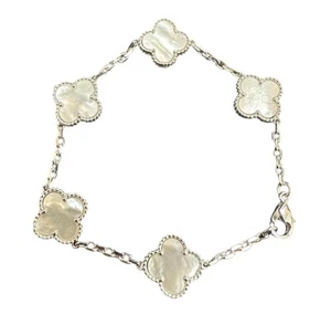 Mother Of Pearl Yellow Gold Color Bracelet In Sterling Silver - Picture 1 of 4