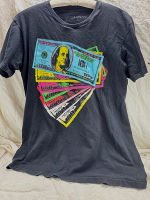 Camiseta Tony Hawk Talla L Dinero Color 700 Billetes de Dólar Negra Manga Corta Camisa Foto 1 de 4