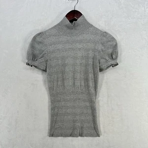 Top de estudio vintage Express Design para mujer XS gris tejido metálico manga abullonada Y2K - Imagen 1 de 11
