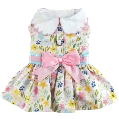 NEW Designer Pastel Meadow Floral Dog Dress & Leash Set Size Small - Image 1 of 2