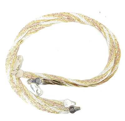 Cavigliera leggera in argento sterling 925 triplo colore Payal - finitura... - Immagine 1 di 4