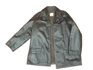 Topman Retro Mens Boxy Leather Jacket Dark Brown Size Large - Picture 1 of 16