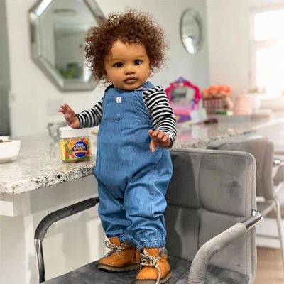 Pinky 26 Inch Reborn Toddler Baby Doll Black Boy Lifelike African American Newbo - Image 1 of 4