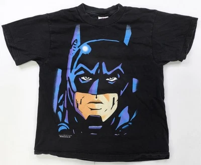 Rare VTG UBI Batman Big Face 1995 DC Comics T Shirt 90s Superhero Black Youth L - Image 1 of 4