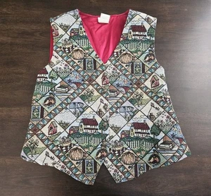 Vintage Bobbie Brooks Gobelin Weste Herbst Bauernhof Landhaus Mama Retro 1990er Large - Bild 1 von 10