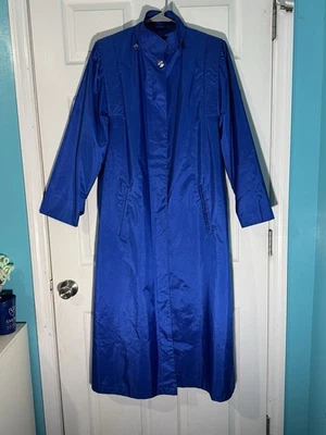80s J Gallery Electric Blue Raincoat Women’s Trench Style Lightweight Jacket - Image 1 of 4