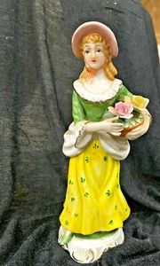 Vintage Porcelain Fireplace Figurine Lady Germany Decor Art Rare 7.5"x2.5" Stamp - Picture 1 of 11