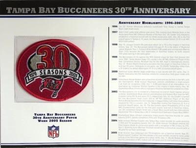 TAMPA BAY BUCCANEERS BUCS 30TH ANNIVERSARY ~ Willabee & Ward NFL PATCH CARD 2005 - Image 1 of 2