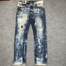 AKOO Jeans Mens Size 36 Blue Denim Bleach Wash Distressed No Rivals