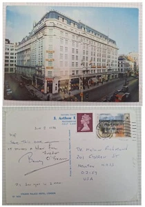 1972 Great Britain Postcard-Strand Palace ties 2 stamps cd London w IRA O/P - Picture 1 of 4
